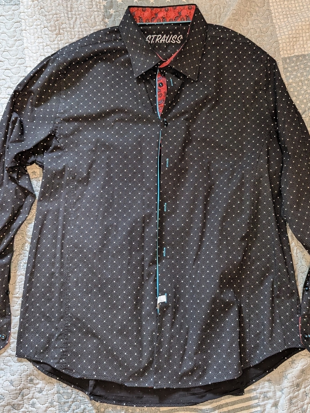 Strauss Floral Dress Shirt Men Black